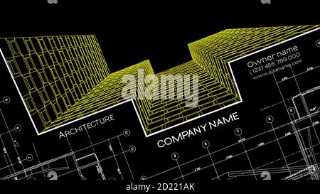 Carte de visite élégante pour un architecte. Illustration du vecteur abstrait. arrière-plan architectural 3d pour la bannière, l'affiche Illustration de Vecteur