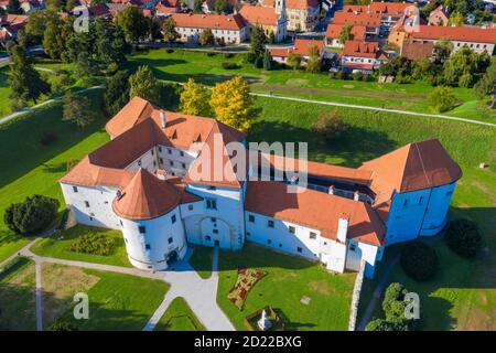 Vue aérienne de la vieille ville de Varazdin, Croatie Banque D'Images