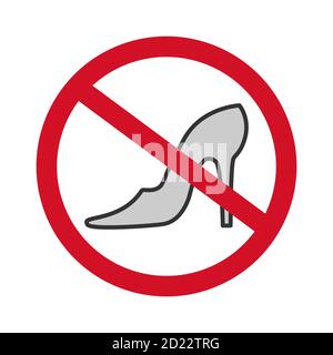 Interdiction du signe rouge de porter des chaussures à talons hauts Illustration de Vecteur