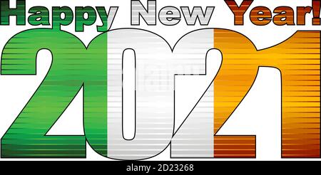 Bonne année 2021 avec drapeau irlandais à l'intérieur - Illustration, 2021 CHIFFRES DE BONNE ANNÉE, 2021 numéros de drapeau irlandais Illustration de Vecteur