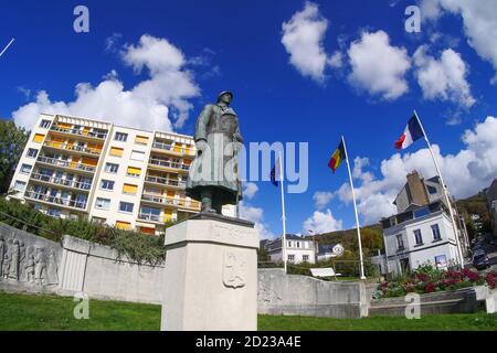 Statue belge du roi Albert 1er, Sainte-adresse, Seine-Maritime, France Banque D'Images