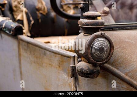 Détails sur un Ford Model T non restauré au musée de l'automobile du sud, Otaihanga, Île du Nord, Nouvelle-Zélande. Banque D'Images