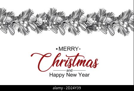 Branches décoratives de Noël avec GUI. Illustration de Vecteur