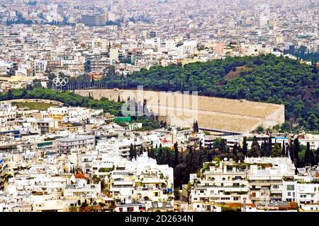 Stade Panathénaïque à Arditos hill, Athènes, Grèce (Kallimarmaro) Banque D'Images