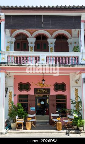 Architecture patrimoniale rénovée, Phuket Old Town, Phuket, Thaïlande Banque D'Images