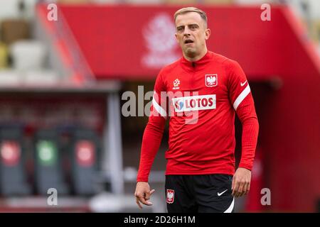 Gdansk, Pologne. 06e octobre 2020. Kamil Grosicki en action lors de la session d'entraînement officielle un jour avant le match international de football entre la Pologne et la Finlande au stade Energa. Crédit : SOPA Images Limited/Alamy Live News Banque D'Images