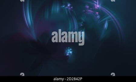 Arrière-plan abstrait fractal généré par ordinateur. Formes colorées et lumineuses dans un espace sombre Banque D'Images
