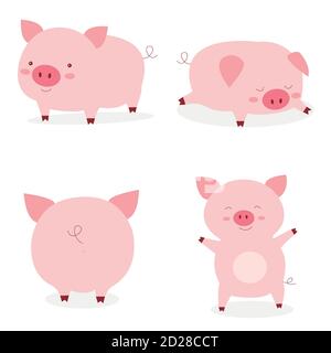 Mettre gros petits cochons mignons.l'année du cochon. Vecteur cochons drôle Illustration de Vecteur