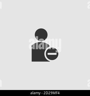 Supprimer l'icône utilisateur à plat. Pictogramme noir sur fond gris. Symbole d'illustration vectorielle Illustration de Vecteur