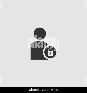 Bloquer l'icône utilisateur à plat. Pictogramme noir sur fond gris. Symbole d'illustration vectorielle Illustration de Vecteur