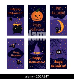Collection Happy Halloween carte de vœux vector. Illustration de Vecteur
