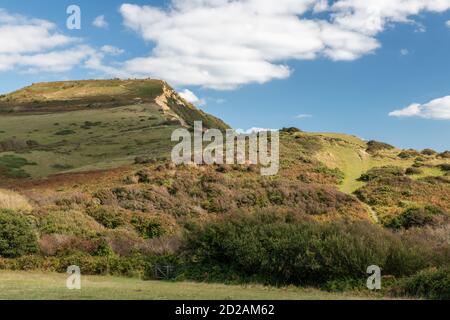 Photo de paysage de la montagne du Cap d'or sur la côte jurassique Dans Dorset Banque D'Images