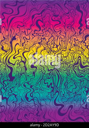 Ondes psychédéliques couleur pourpre, dégradé couleurs arc-en-ciel backgrou Illustration de Vecteur