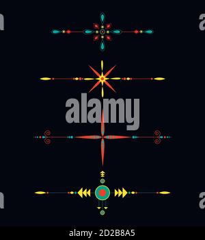 Séparateurs ornementaux ethnique couleur ligne page décoration collection Illustration de Vecteur