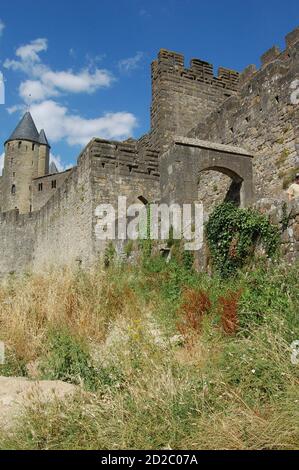 Château de Carcassonne, point de vue de la Cité de Carcassonne, cité médiévale, Banque D'Images