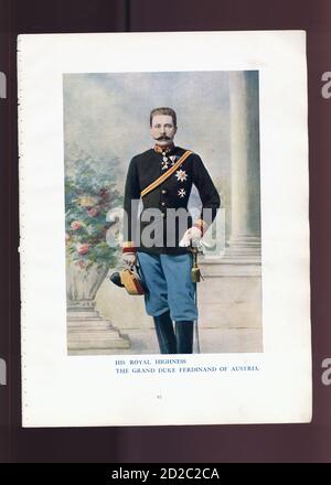 Portrait chromolithographique de l'archiduc François Ferdinand d'Autriche (18 décembre 1863 – 28 juin 1914). Il était présomptif héritier de l'austro-hongrois Banque D'Images