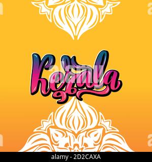Typographie manuscrite de lettres de Kerala. États de l'Inde. Illustration de Vecteur
