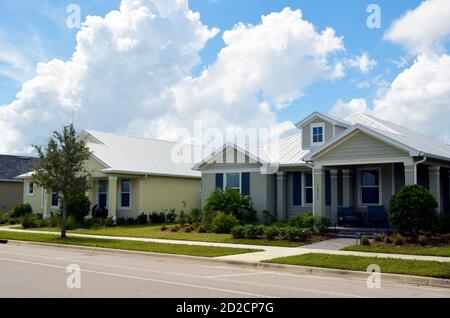 Maisons à Babcock Ranch, une communauté solaire dans SW Florida utilisant le soleil pour alimenter des maisons et produire de l'électricité de véhicules Banque D'Images