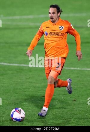 SOUTHEND ON SEA, ANGLETERRE. 06E OCTOBRE 2020 Ryan Williams de Portsmouth lors du match de Trophée EFL entre Southend United et Portsmouth au Roots Hall, Southend, le mardi 6 octobre 2020. (Crédit : Jacques Feeney | MI News) Banque D'Images