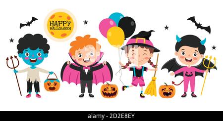 Motif Halloween avec personnage de dessin animé Illustration de Vecteur