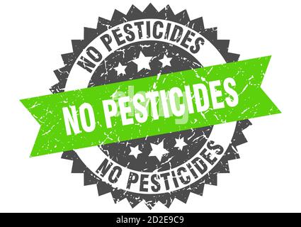 pas de tampon de pesticides. affiche de grunge ronde avec ruban Illustration de Vecteur