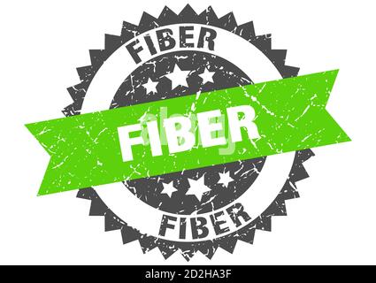 timbre en fibre. affiche à grunge ronde avec ruban Illustration de Vecteur