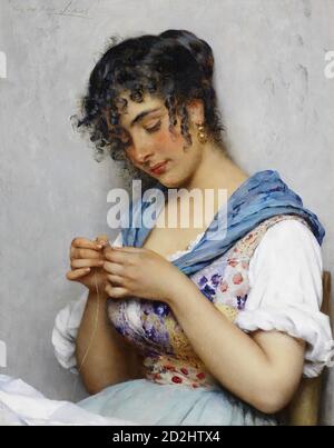 Blaas Eugene de - une beauté vénitienne 1 (La couturière italienne) - Ecole autrichienne - 19e siècle Banque D'Images