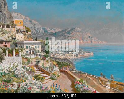 Arnegger Alois - Blick Auf Die Küste Von Amalfi - École autrichienne - 19e siècle Banque D'Images