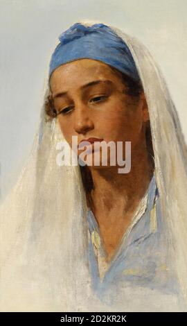Kosler Franz Xaver - Portrait d'une fille bédouine - École autrichienne - 19e siècle Banque D'Images