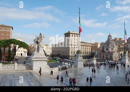Place de Venise à Rome vue panoramique depuis l'Altare della Monument militaire Patria UnKnow Banque D'Images