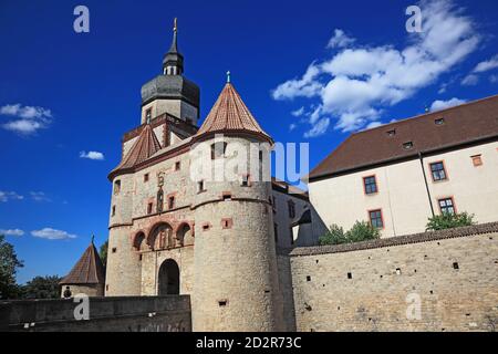 Scherenbergtor Kiliansturm gate et de la tour, la forteresse Marienberg, Würzburg, Wuerzburg, Basse-franconie , Bavière, Allemagne Banque D'Images