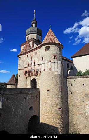 Scherenbergtor Kiliansturm gate et de la tour, la forteresse Marienberg, Würzburg, Wuerzburg, Basse-franconie , Bavière, Allemagne Banque D'Images