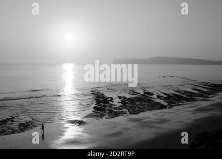 Coucher du soleil à Compton Bay Île de Wight Banque D'Images