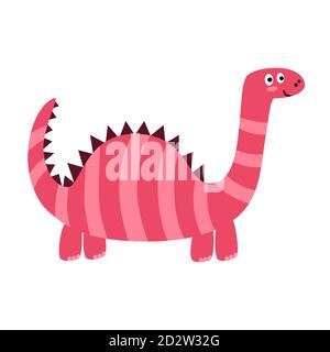 Dinosaure mignon avec élément isolé à col long. Motif dinosaure amusant pour enfant Illustration de Vecteur