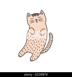 Joli chat endormi. Caractère félin Illustration de Vecteur