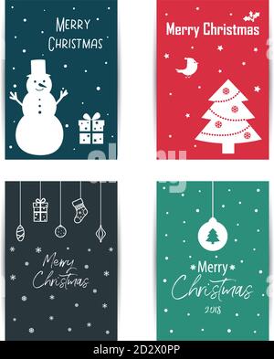 Un ensemble de cartes de Noël colorées. Illustration de Vecteur