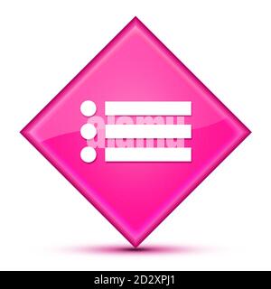 Icône de liste isolée sur luxueux bouton de diamant rose ondulé résumé illustration Banque D'Images