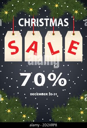 Affiche publicitaire solde de Noël. Illustration de Vecteur