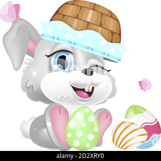Smiling Cute Anime Girl Bebe Lapin Vector Illustration Image Vectorielle Stock Alamy