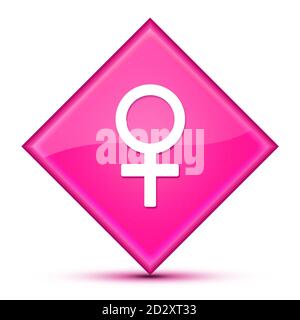 Icône de signe femelle isolée sur un luxueux bouton de diamant rose ondulé illustration abstraite Banque D'Images