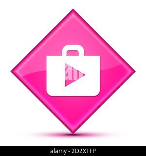 Découvrez une icône isolée sur un luxueux bouton en forme de losange rose ondulé illustration Banque D'Images