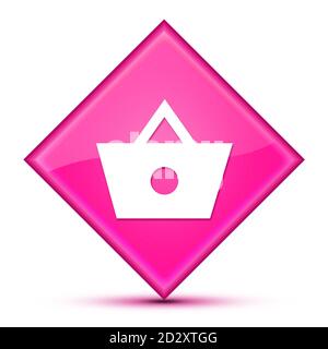 Icône de panier isolée sur un luxueux bouton de diamant rose ondulé illustration abstraite Banque D'Images