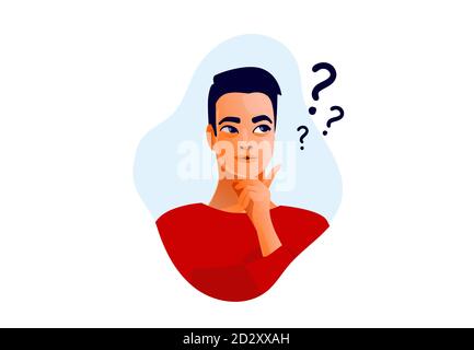 Homme de pensée. Visage masculin, doutes, problèmes, idées Illustration de Vecteur