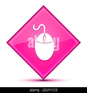 Icône de souris isolée sur luxueux bouton de diamant rose ondulé résumé illustration Banque D'Images