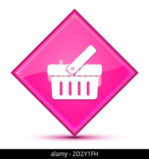 Icône de panier isolée sur un luxueux bouton de diamant rose ondulé illustration abstraite Banque D'Images