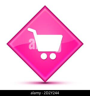 Icône de panier isolée sur un luxueux bouton de diamant rose ondulé illustration abstraite Banque D'Images