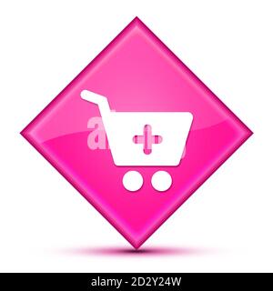 Ajouter au panier icône isolée sur luxueux rose ondulé illustration abstraite du bouton en forme de losange Banque D'Images