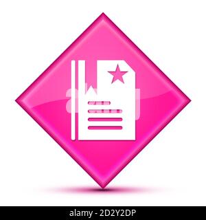 Marque-page icône isolée sur le luxueux bouton de diamant rose ondulé résumé illustration Banque D'Images