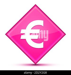 Symbole euro isolé sur un luxueux bouton en losange rose ondulé illustration abstraite Banque D'Images