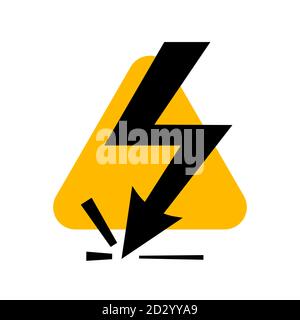 Attention : panneau haute tension, symbole de danger isolé sur fond blanc Illustration de Vecteur